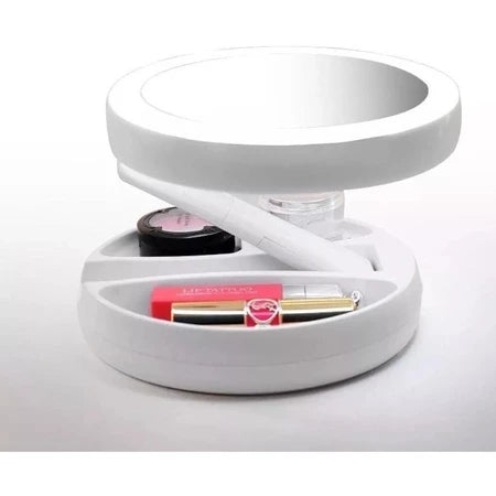 Espelho com Led De Mesa Com Aumento 10x Led luz Dobravel