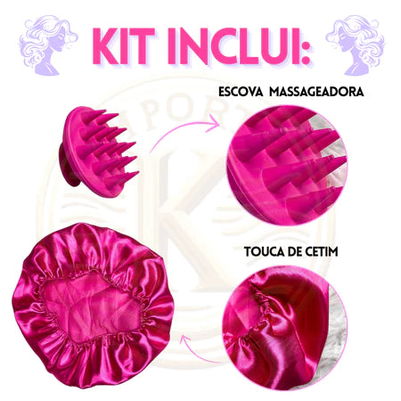 Kit 5 Escovas de Cabelo + Touca de Cetim
