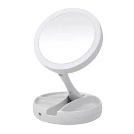 Espelho com Led De Mesa Com Aumento 10x Led luz Dobravel